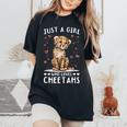 面白いチーターアニマル。チーターが大好きな女の子だけ。 レディースオーバーサイズコンフォートTシャツ Black