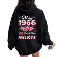 60歳 1966年5月 花柄 60歳 誕生日 男性 女性 レディース オーバーサイズ パーカー バックプリント Black