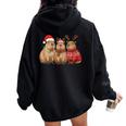Capybara Christmas Tree Lights Reindeer Santa Hat Xmas Women Oversized Hoodie Back Print Black Capybara Christmas Tree Lights Reindeer Santa Hat Xmas Women Oversized Hoodie Back Print Black