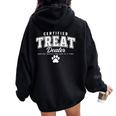 Certified Treat Dealer Dog Mom Dog Dad Women Oversized Hoodie Back Print Black
