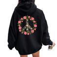 Flower Power Peace Love 60年代 70年代 ヒッピーコスチューム レディース オーバーサイズ パーカー バックプリント Black
