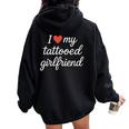 I Heart My Tattooed Girlfriend かわいいレッドハートデザイン レディース オーバーサイズ パーカー バックプリント Black