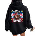 Imell Hippies Peace 4Th Of July For Hippie レディース オーバーサイズ パーカー バックプリント Black