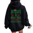 Jesus Was The First Scarecrow Ugly Sweater Christmas Parody Women Oversized Hoodie Back Print Black