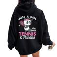 Just A Girl Who Love Tennis & Pandas パンダテニス愛好家 レディース オーバーサイズ パーカー バックプリント Black