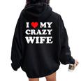 I Love My Crazy Wife レディース オーバーサイズ パーカー バックプリント Black