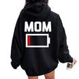 Mom Battery Low Mother Family Mama Mommy Mom レディース オーバーサイズ パーカー バックプリント Black