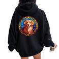 Novacotia Duck Tolling Retriever Toller Dog ステンドグラス レディース オーバーサイズ パーカー バックプリント Black