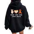 Peace Love Cure 白血病 意識啓発 男性 女性 子供 白血病 レディース オーバーサイズ パーカー バックプリント Black