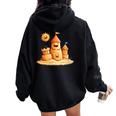 Smiling Sun And Sandcastle Adventure Women Oversized Hoodie Back Print Black