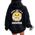 Trust Me I'm A Ducktor Duck Nurse 小児科医 レディース オーバーサイズ パーカー バックプリント Black