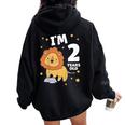 キッズ 2歳の誕生日 ライオン 2歳 男の子 女の子 レディース オーバーサイズ パーカー バックプリント Black