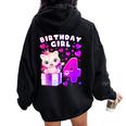 キッズ 4歳の誕生日、4歳の女の子、子猫、番号4 レディース オーバーサイズ パーカー バックプリント Black