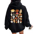 キノコの種類 自然 コテージコア ファン 男の子 女の子 キッズ レディース オーバーサイズ パーカー バックプリント Black