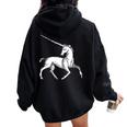 ユニコーン 神話上の生き物 おとぎ話 ファンタジー ヴィンテージ 古い Unicorn Fairy Tale Horse 長袖tシャツ レディース オーバーサイズ パーカー バックプリント Black