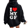 ユーズド加工 I Heart My Girlfriend アパレル I Love My Gf レディース オーバーサイズ パーカー バックプリント Black