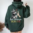 Bestchnauzer Mom Ever Dog Mama 母の日 レディース オーバーサイズ パーカー バックプリント Navy Blue