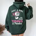 Just A Girl Who Love Tennis & Pandas パンダテニス愛好家 レディース オーバーサイズ パーカー バックプリント Navy Blue