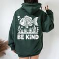 Be Kind Fish 学校教師の初日おめでとう レディース オーバーサイズ パーカー バックプリント Navy Blue