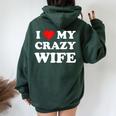 I Love My Crazy Wife レディース オーバーサイズ パーカー バックプリント Navy Blue