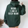 Mom I Am A Rich Man 面白い レディース オーバーサイズ パーカー バックプリント Navy Blue