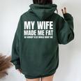 My Wife Made Me Fat Unhinged Dad Joke 不潔なミーム ぽっちゃり レディース オーバーサイズ パーカー バックプリント Navy Blue