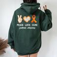 Peace Love Cure 白血病 意識啓発 男性 女性 子供 白血病 レディース オーバーサイズ パーカー バックプリント Navy Blue