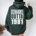 Straight Outta 1981 Womenintage 1981 Birth Of Birthday レディース オーバーサイズ パーカー バックプリント Navy Blue
