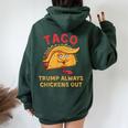 Taco Trump Always Chickens Out アンチトランプニックネーム レディース オーバーサイズ パーカー バックプリント Navy Blue