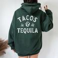 Tacos And Tequila Cinco De Mayo メンズ レディース メキシカン ドリンク レディース オーバーサイズ パーカー バックプリント Navy Blue
