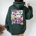 Vaporwave レトロ 90年代 日本アニメ 女の子とラーメン 美学 レディース オーバーサイズ パーカー バックプリント Navy Blue