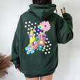 うさぎ花 レディース オーバーサイズ パーカー バックプリント Navy Blue