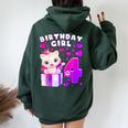 キッズ 4歳の誕生日、4歳の女の子、子猫、番号4 レディース オーバーサイズ パーカー バックプリント Navy Blue
