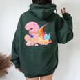 キッズ I Am 3 かわいいユニコーン 誕生日ギフト 女の子向け レディース オーバーサイズ パーカー バックプリント Navy Blue