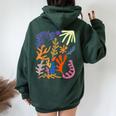 マティス 絵画 美的 花 人工抽象 秋 レディース オーバーサイズ パーカー バックプリント Navy Blue