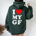 ユーズド加工 I Heart My Girlfriend アパレル I Love My Gf レディース オーバーサイズ パーカー バックプリント Navy Blue