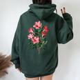 美しいツツジの花のイラストブルーム植物愛好家 長袖tシャツ レディース オーバーサイズ パーカー バックプリント Navy Blue