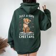 面白いチーターアニマル。チーターが大好きな女の子だけ。 レディース オーバーサイズ パーカー バックプリント Navy Blue