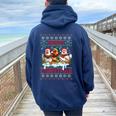 Merry Chickmas Ugly Sweater Chicken Lovers Christmas Outfit Women Oversized Hoodie Back Print Forest