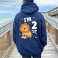 キッズ 2歳の誕生日 ライオン 2歳 男の子 女の子 レディース オーバーサイズ パーカー バックプリント Forest