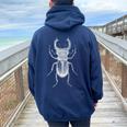 クワガタ愛好家と昆虫学者のためのヴィンテージ昆虫アート クールなクワガタ Cooltag Beetle レディース オーバーサイズ パーカー バックプリント Forest