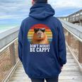 Capybara Be Cappy For Adults Capybara Love Women Oversized Hoodie Back Print Navy Blue