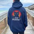 Cat Lady Mommy Cat Lovers Retro La Mejor Mamá De Gatos De La Historia Women Oversized Hoodie Back Print Navy Blue
