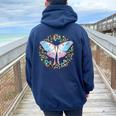 This Is Not Even My Final Form Trans Pride Moth Women Oversized Hoodie Back Print Navy Blue