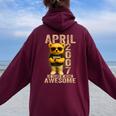 19歳 2007年4月 テディベア 19歳 誕生日 男性 女性 レディース オーバーサイズ パーカー バックプリント Maroon