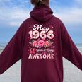 60歳 1966年5月 花柄 60歳 誕生日 男性 女性 レディース オーバーサイズ パーカー バックプリント Maroon