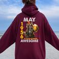 70Th Birthday Raccoon Beer May 1956Intage 70 Years Old レディース オーバーサイズ パーカー バックプリント Maroon