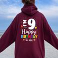 9歳 誕生日 ハッピーバースデー 9歳 男の子 女の子 9歳 レディース オーバーサイズ パーカー バックプリント Maroon