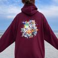Beelegant 加熱虎 水彩画 面白い虎 レディース オーバーサイズ パーカー バックプリント Maroon