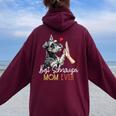 Bestchnauzer Mom Ever Dog Mama 母の日 レディース オーバーサイズ パーカー バックプリント Maroon
